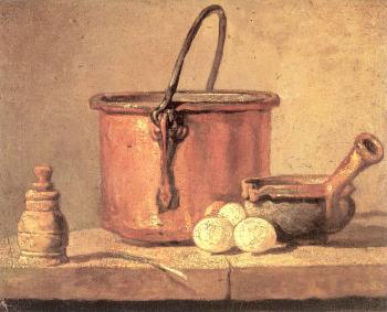 Jean Baptiste Simeon Chardin : Copper Cauldron with Three Eggs